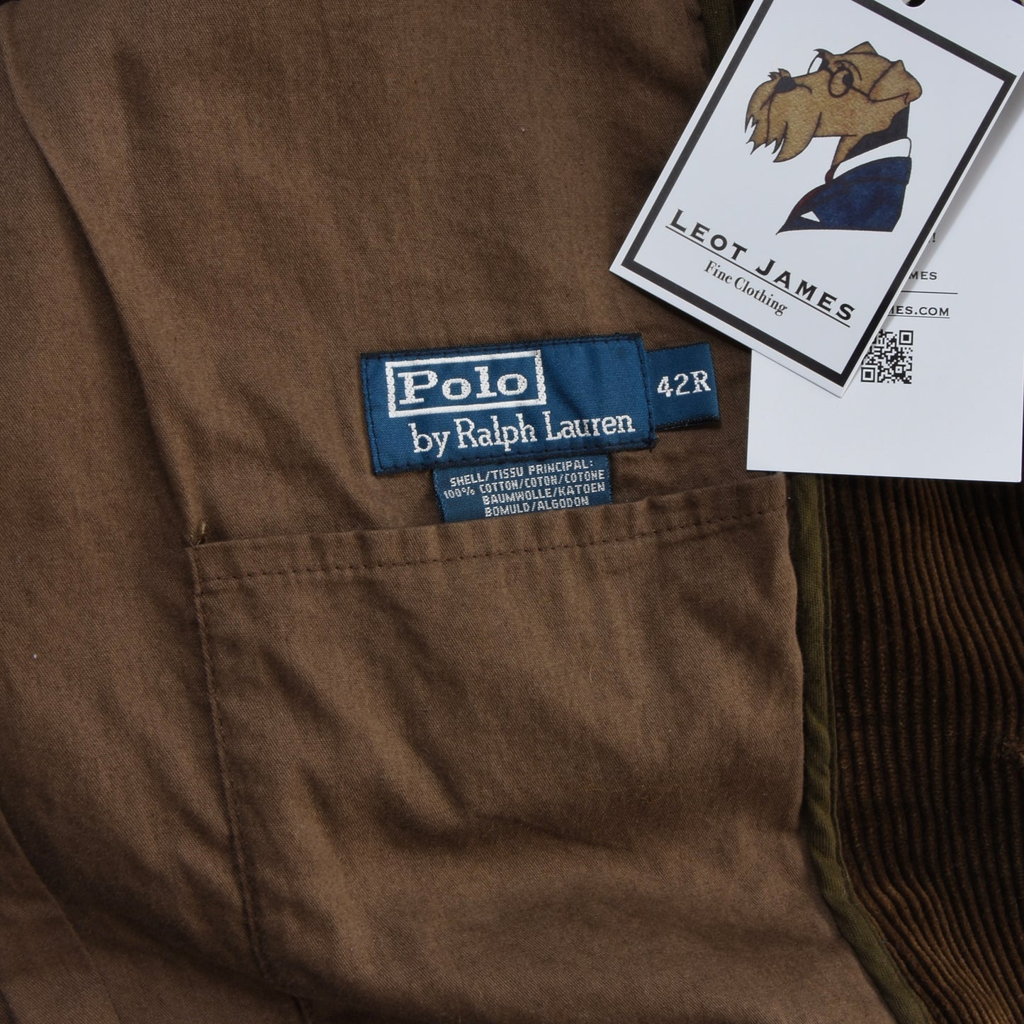 Polo Rlaph Lauren Corduroy Jacket Size 42R ca. 56cm - Brown