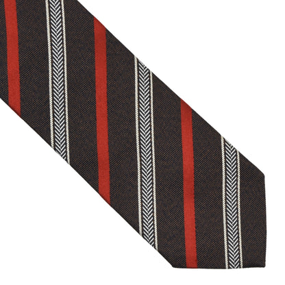 Ermenegildo Zegna Silk & Cotton Tie - Brown & Orange Stripes