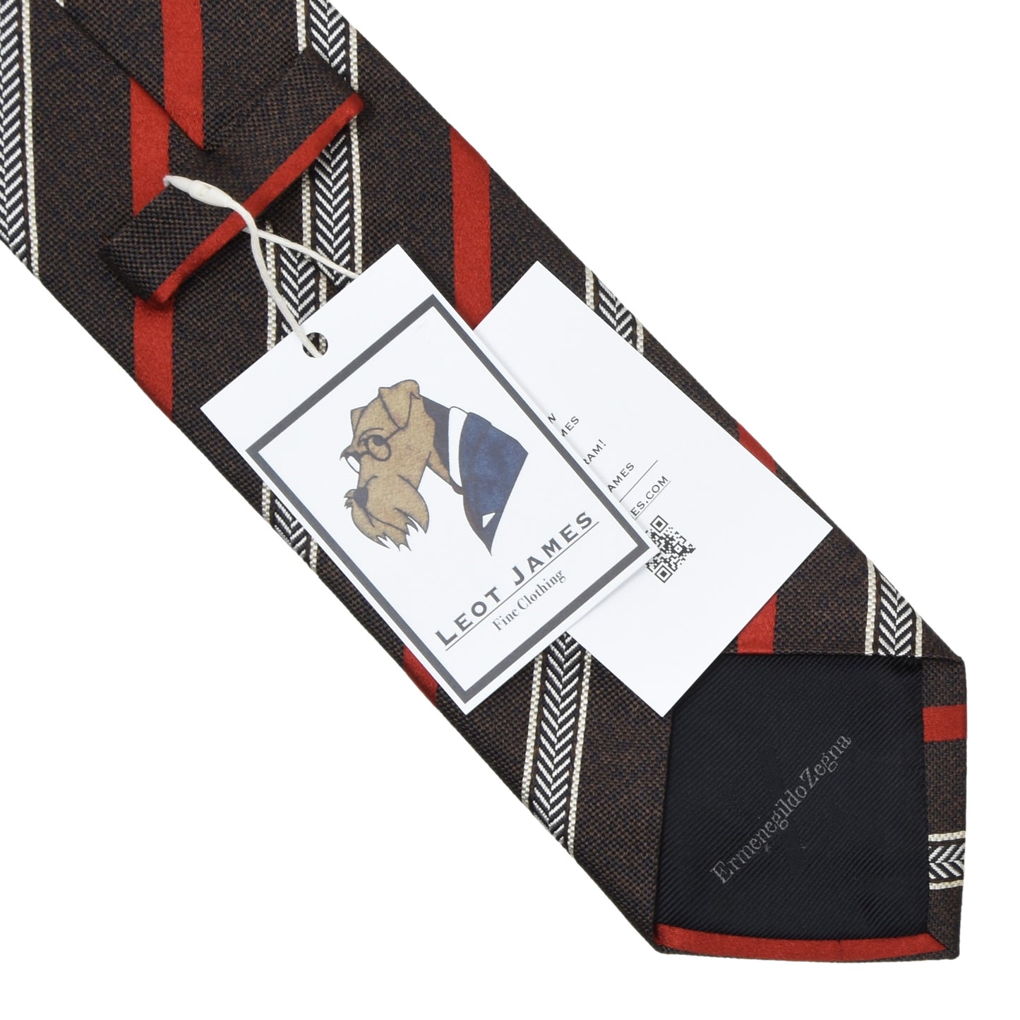 Ermenegildo Zegna Silk & Cotton Tie - Brown & Orange Stripes