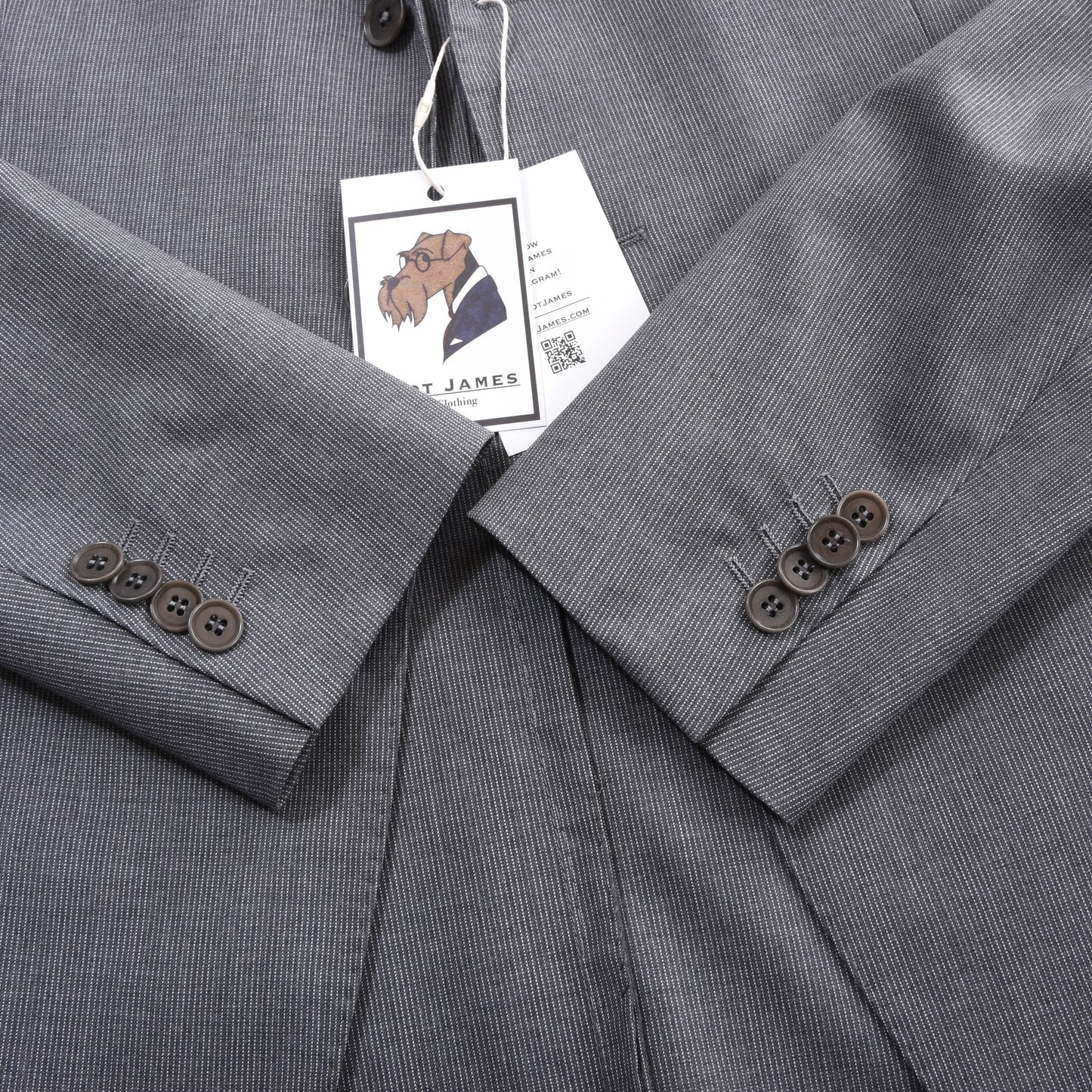 Boggi Milano x Isaia Wool Suit Size 50 Chest ca. 52.5cm - Grey Stripes