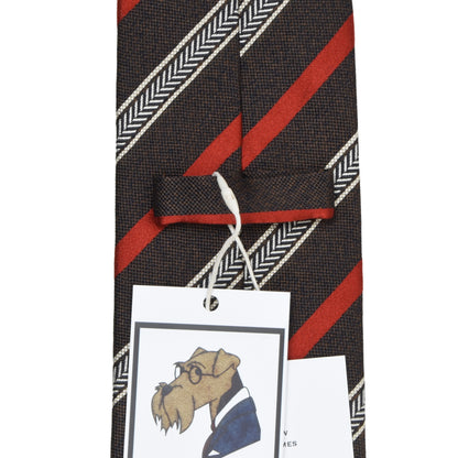 Ermenegildo Zegna Silk & Cotton Tie - Brown & Orange Stripes