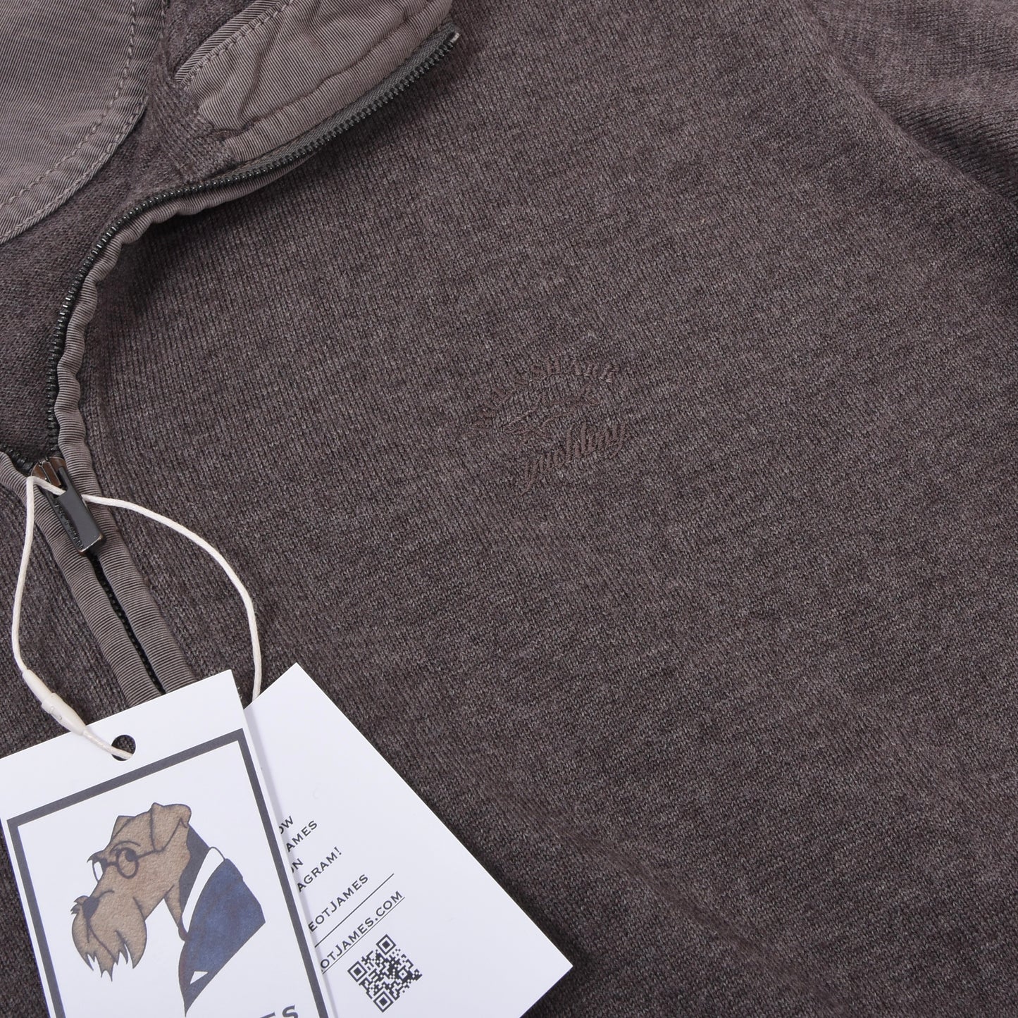 Paul & Shark 100% Wool Cardigan Sweater Feat. Leather Details Size L Chest ca. 55cm - Brown