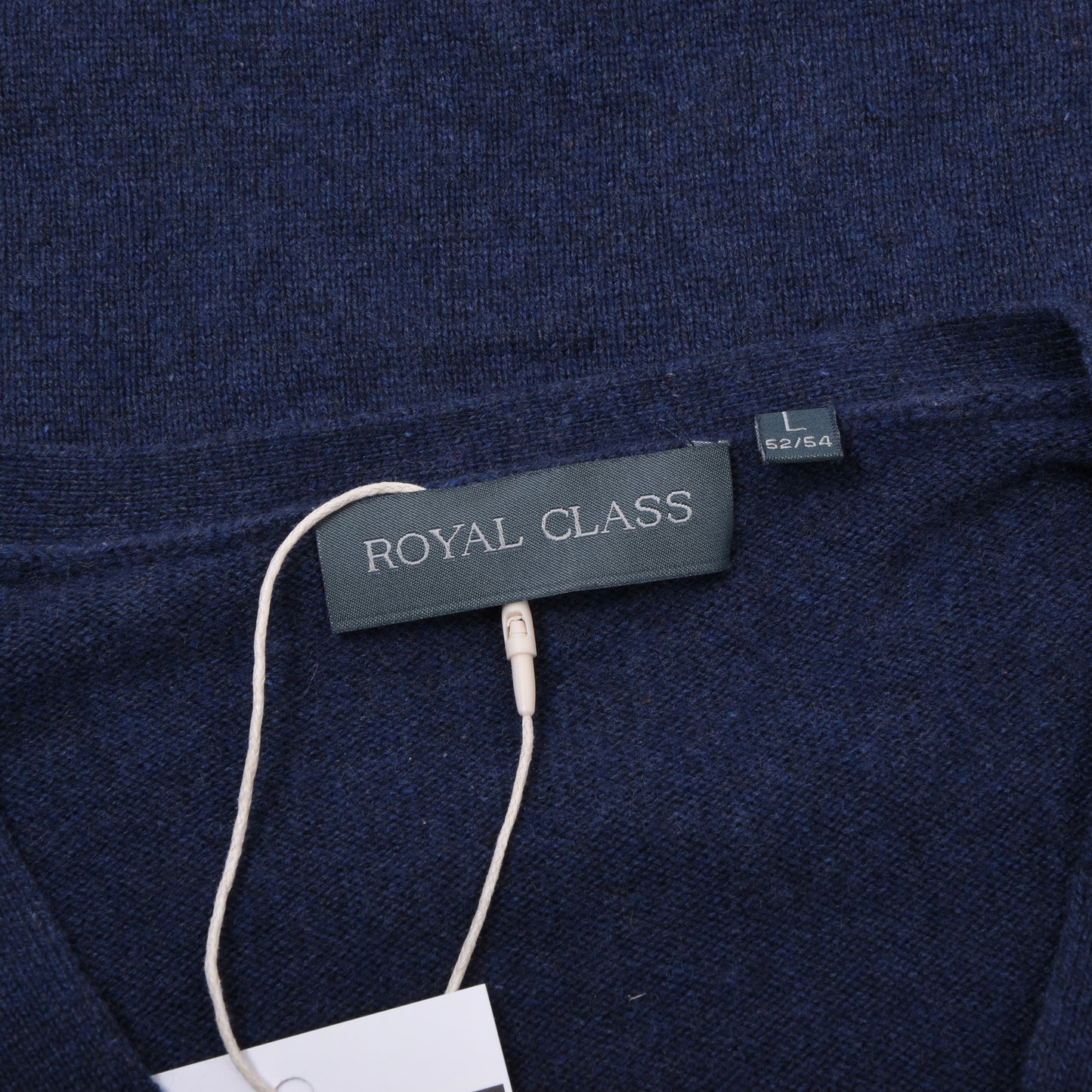 Royal Class Seiden-Kaschmir V-Ausschnitt Pullover Größe L 52/54 ca. 54cm - Blau