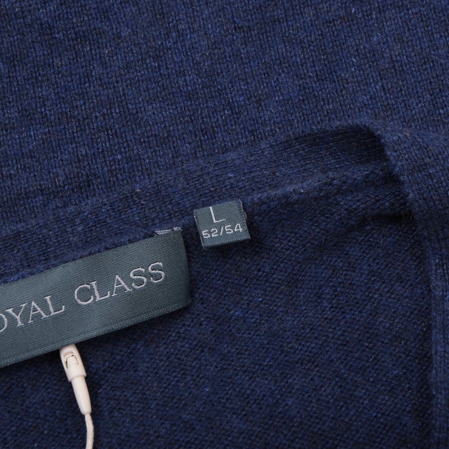 Royal Class Seiden-Kaschmir V-Ausschnitt Pullover Größe L 52/54 ca. 54cm - Blau