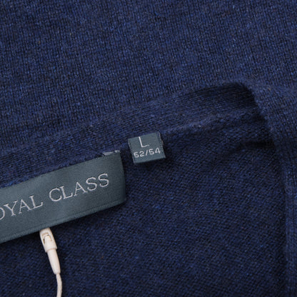 Royal Class Seiden-Kaschmir V-Ausschnitt Pullover Größe L 52/54 ca. 54cm - Blau