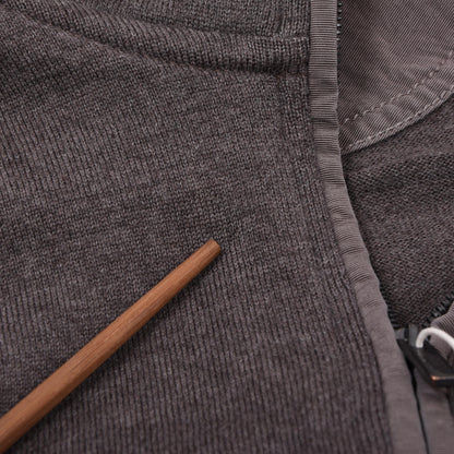 Paul & Shark 100% Wool Cardigan Sweater Feat. Leather Details Size L Chest ca. 55cm - Brown