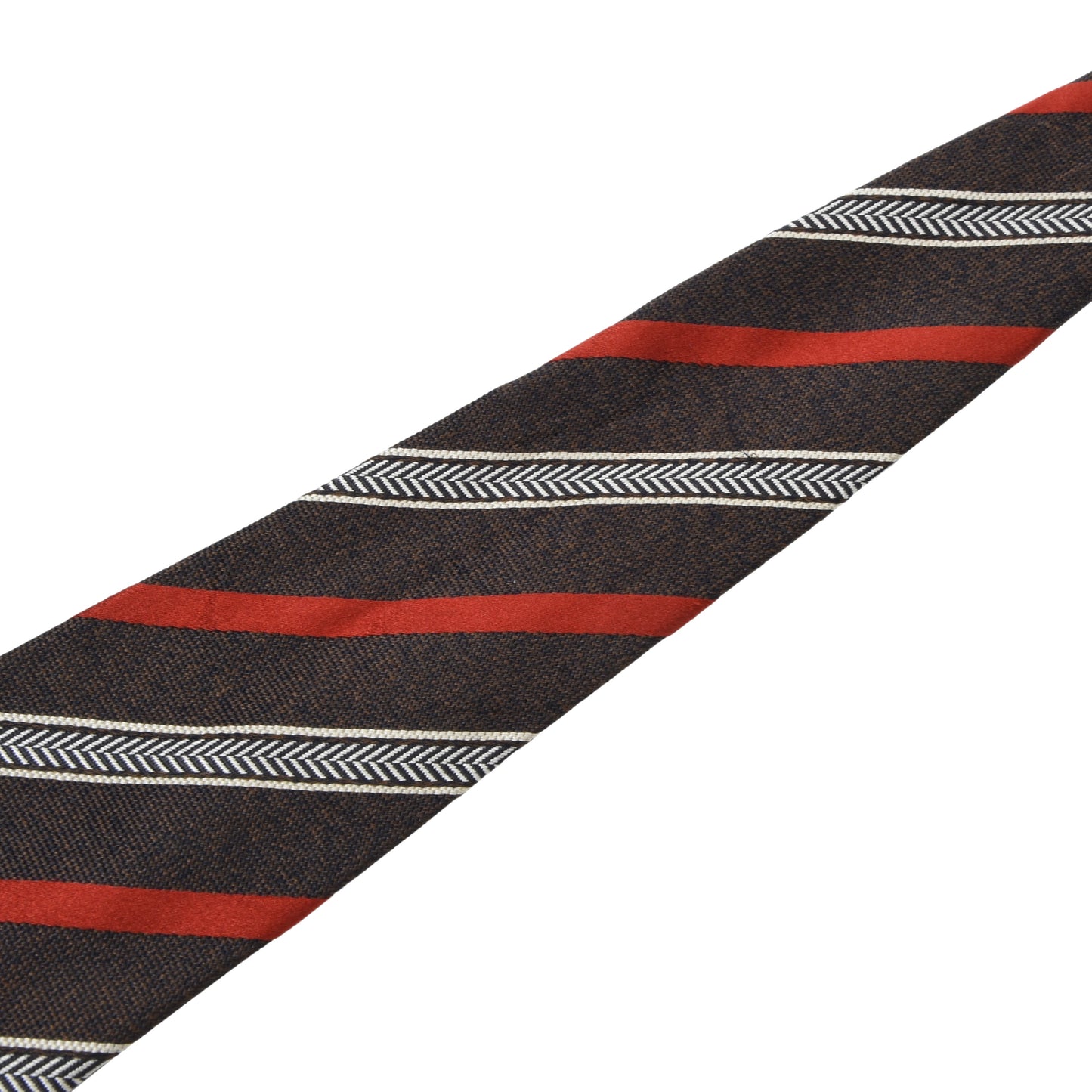 Ermenegildo Zegna Silk & Cotton Tie - Brown & Orange Stripes