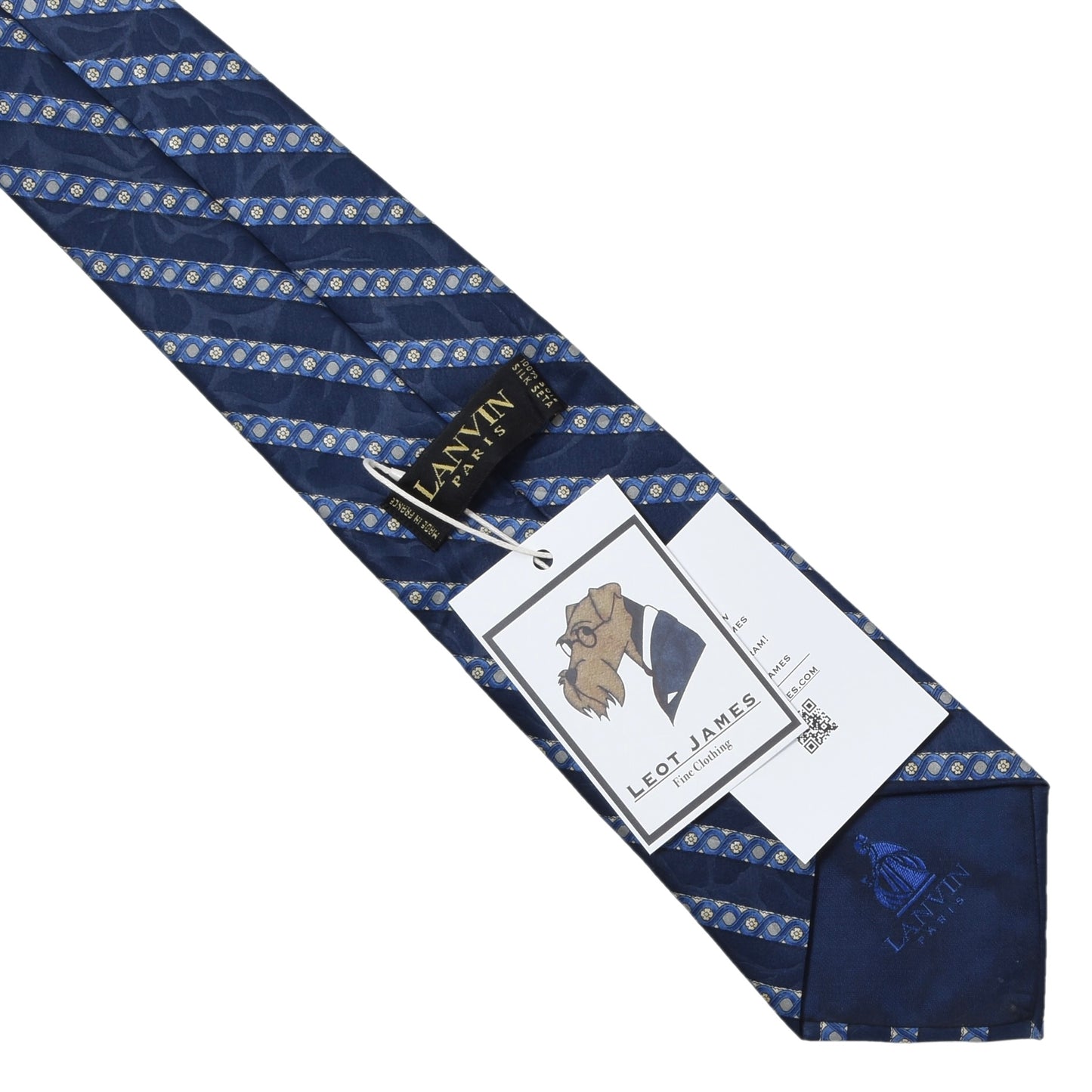 Lanvin Paris Seide ca. 146cm/9,5cm - Blaue Streifen