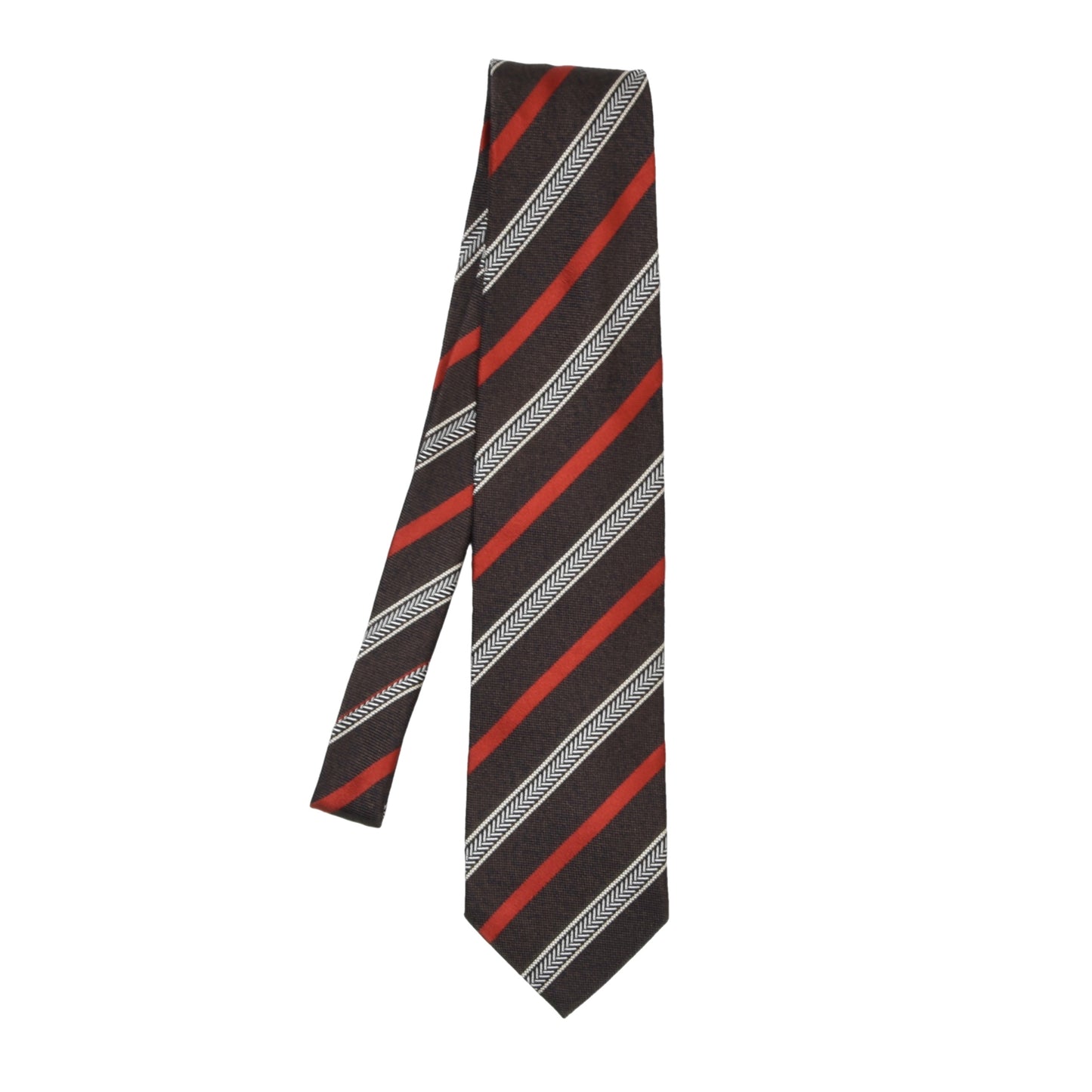 Ermenegildo Zegna Silk & Cotton Tie - Brown & Orange Stripes