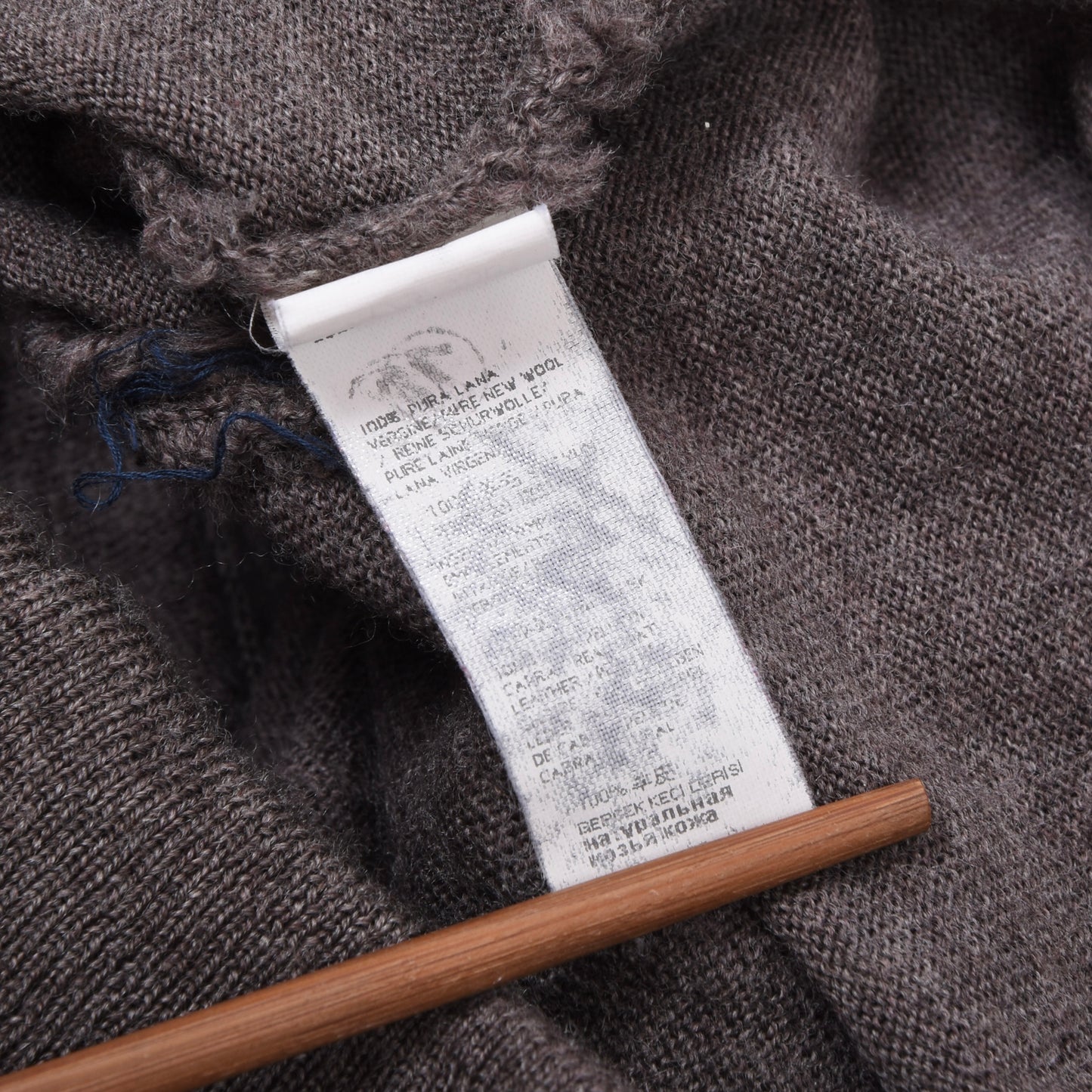 Paul & Shark 100% Wool Cardigan Sweater Feat. Leather Details Size L Chest ca. 55cm - Brown