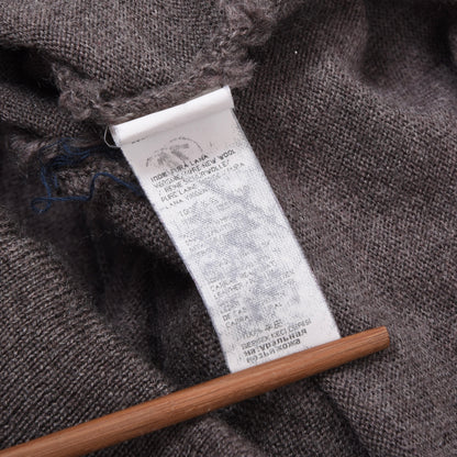 Paul & Shark 100% Wool Cardigan Sweater Feat. Leather Details Size L Chest ca. 55cm - Brown