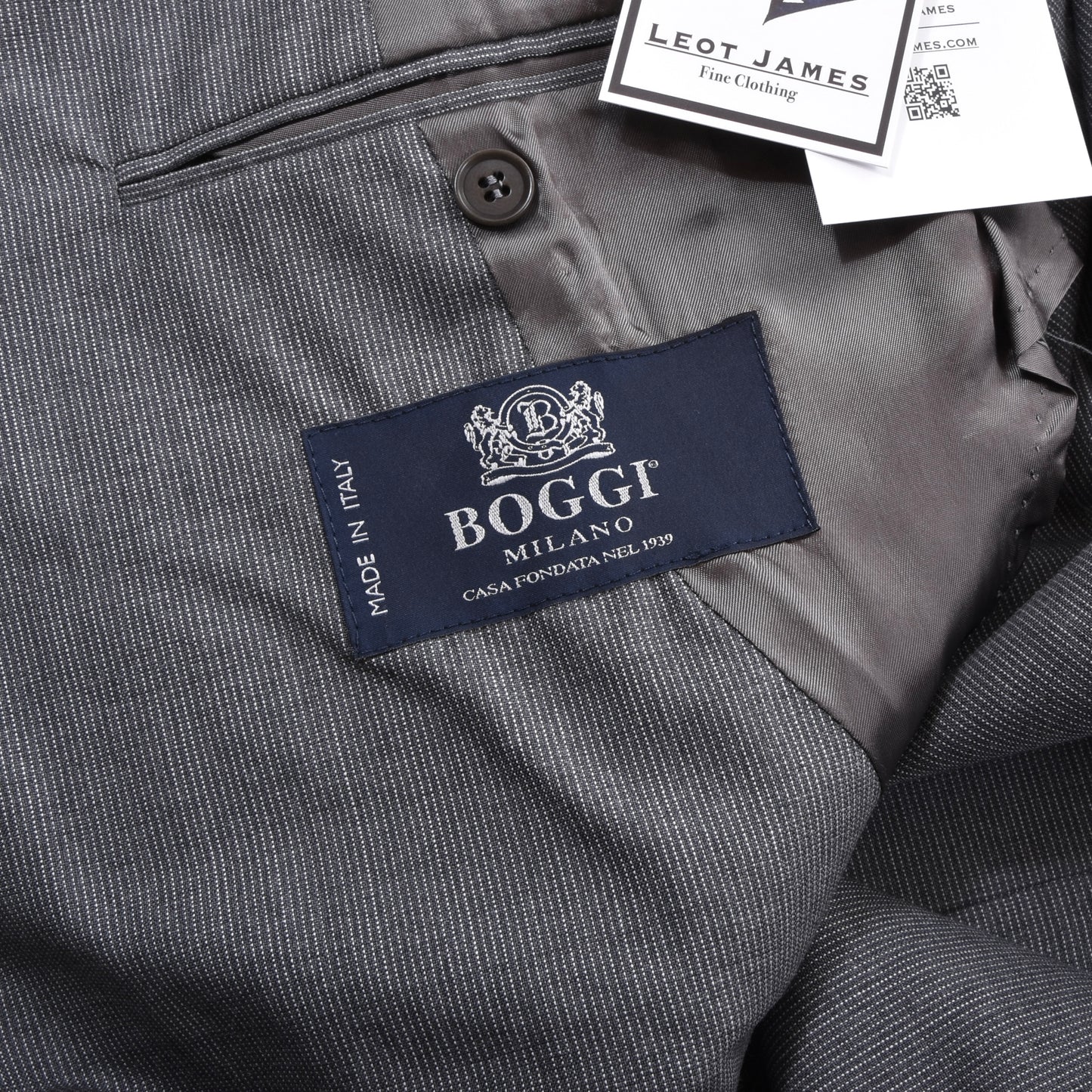 Boggi Milano x Isaia Wool Suit Size 50 Chest ca. 52.5cm - Grey Stripes