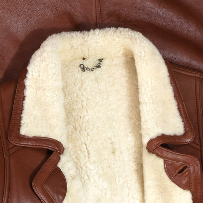 Original Shearling Coat Size L Chest ca. 63cm - Rust Brown