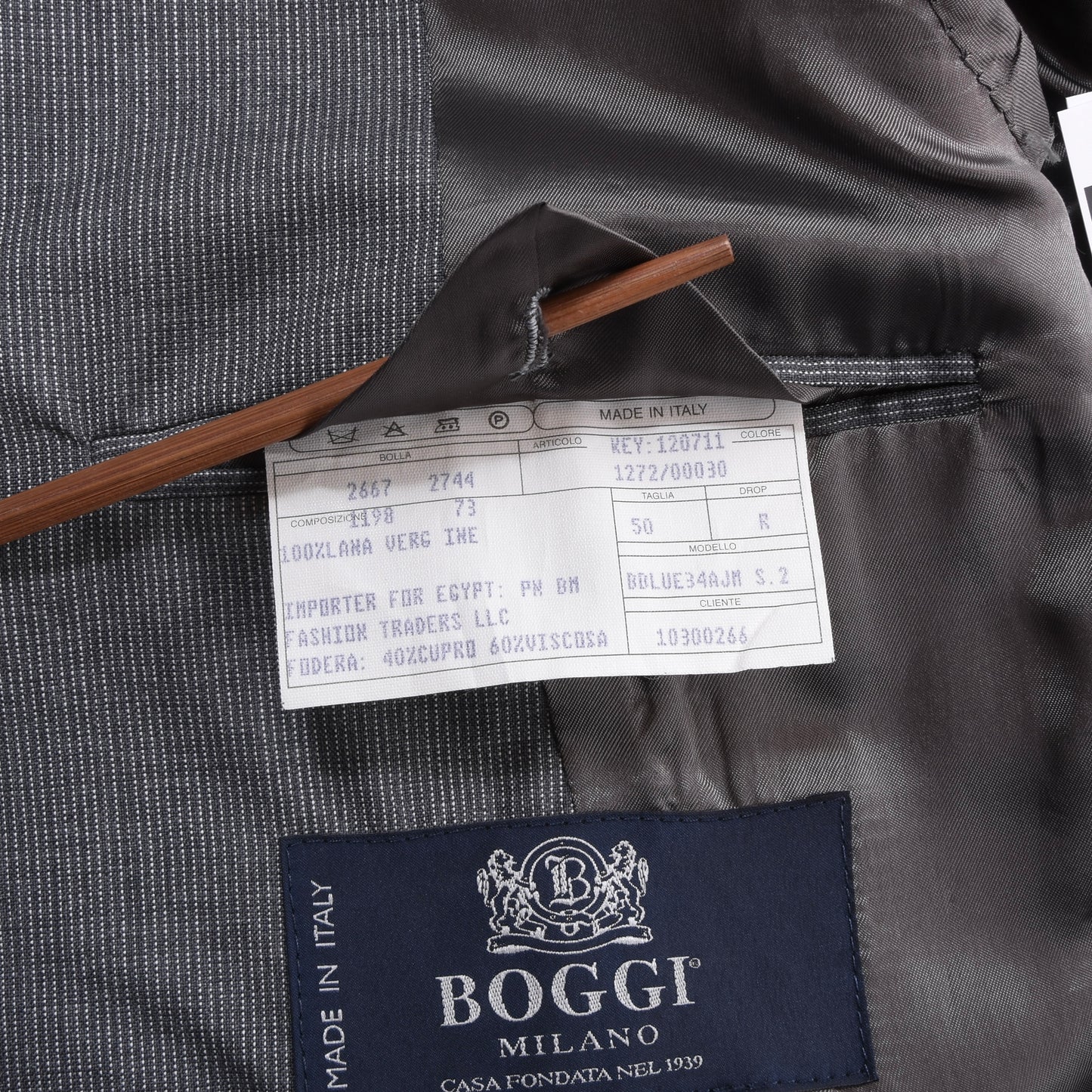 Boggi Milano x Isaia Wool Suit Size 50 Chest ca. 52.5cm - Grey Stripes