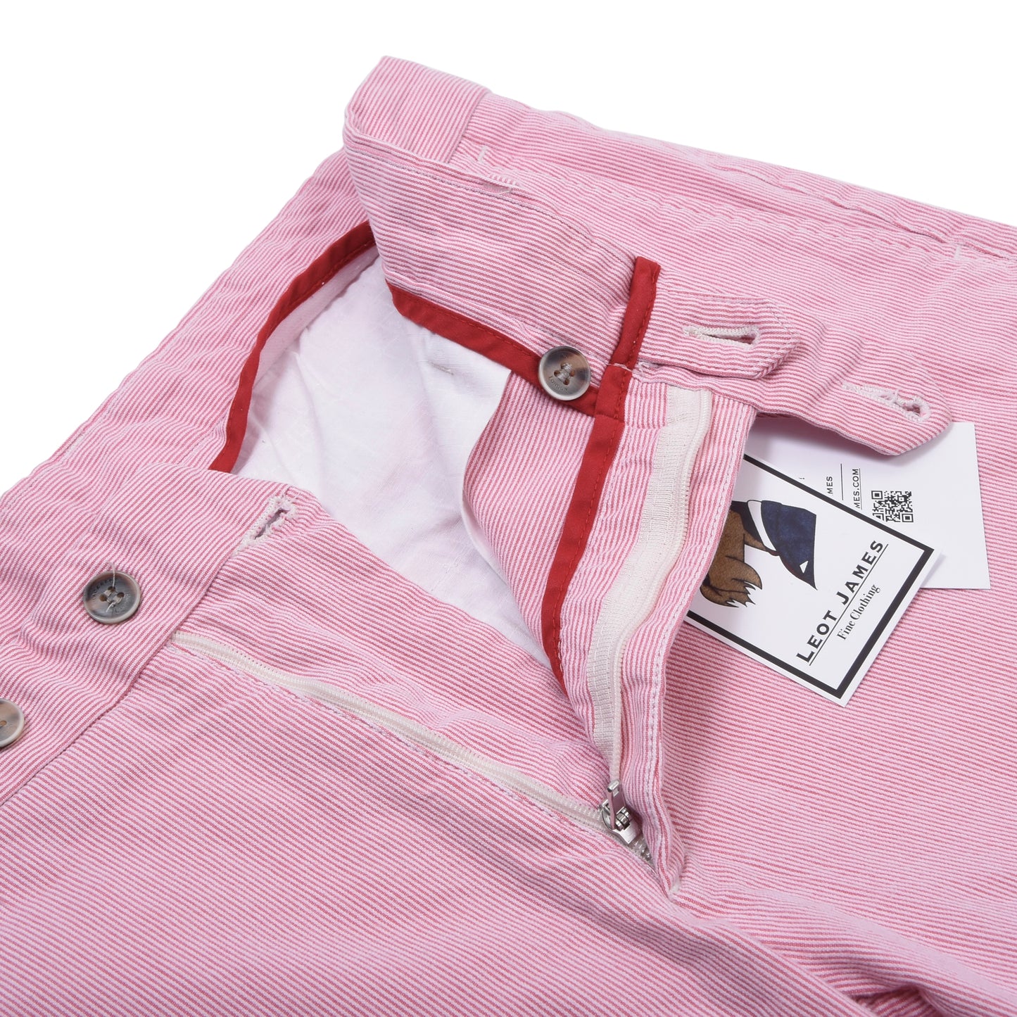 Hackett London Seersucker Shorts Size W36 Kensington Slim - Red/White