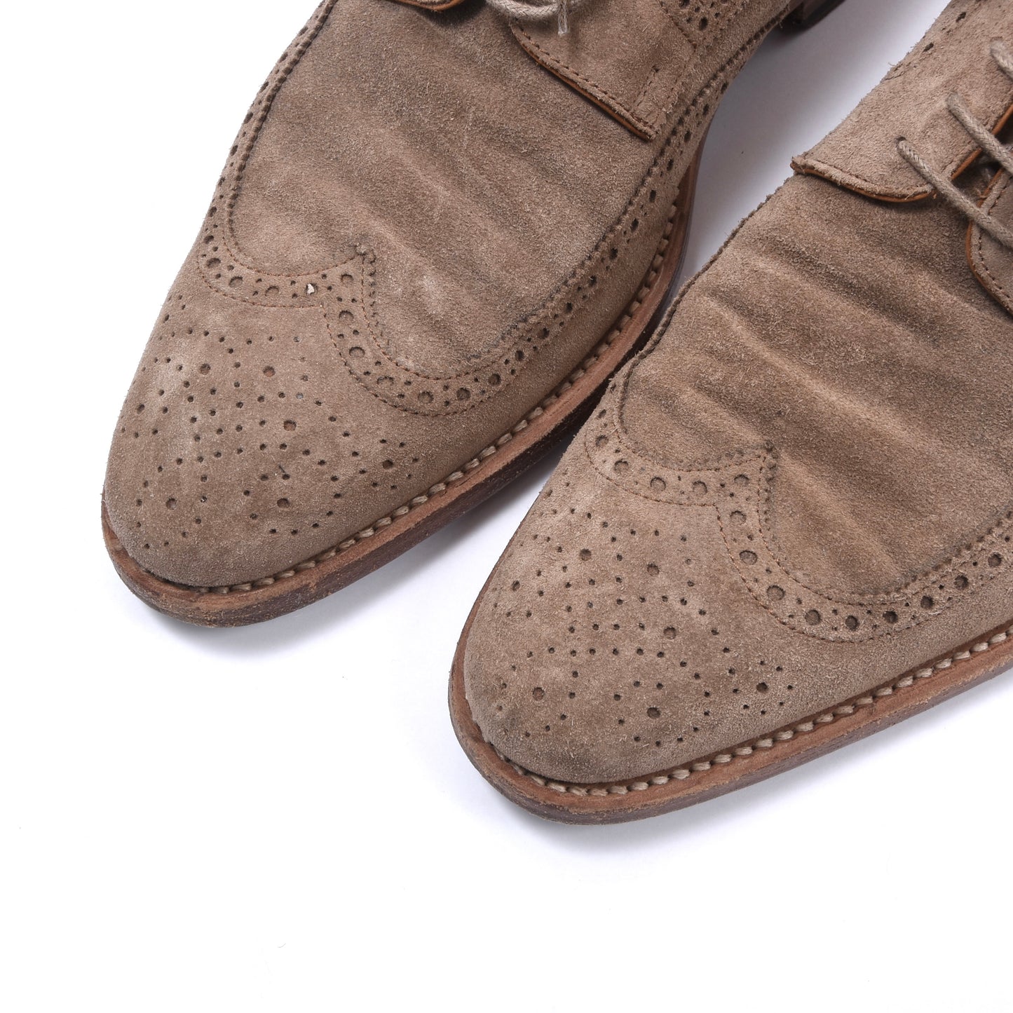 Prime Shoes Handmade Collection (Ferrara) Suede Shoes Size 8 1/2 - Beige/Tan