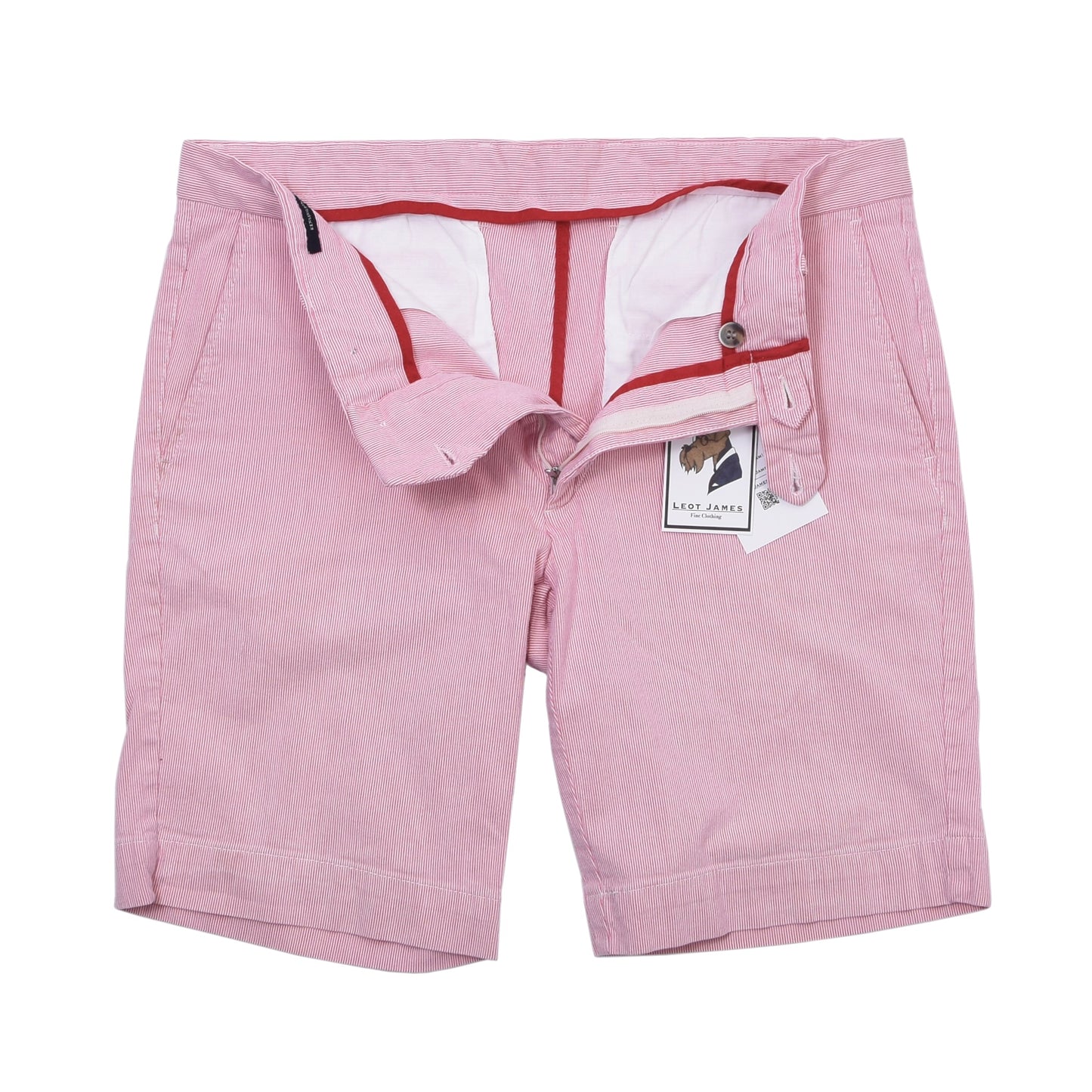 Hackett London Seersucker Shorts Size W36 Kensington Slim - Red/White