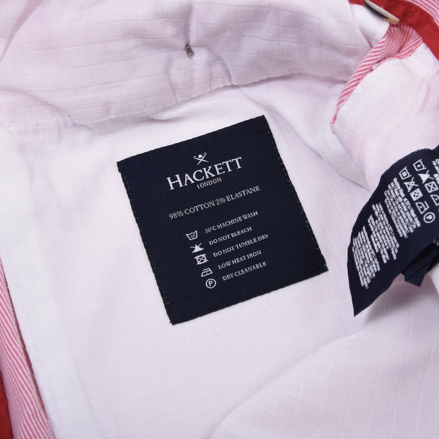 Hackett London Seersucker Shorts Size W36 Kensington Slim - Red/White