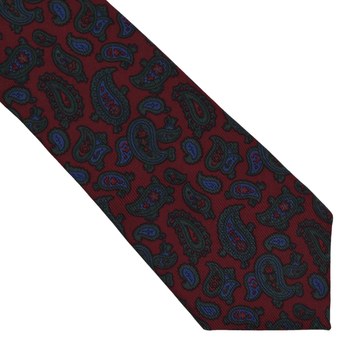 Ascot Hand Made Ancient Madder Silk Tie - Red Paisley