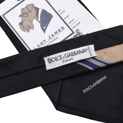 Dolce & Gabbana Seidenkrawatte, ca. 143,5 cm/10 cm – Schwarz/Champagner