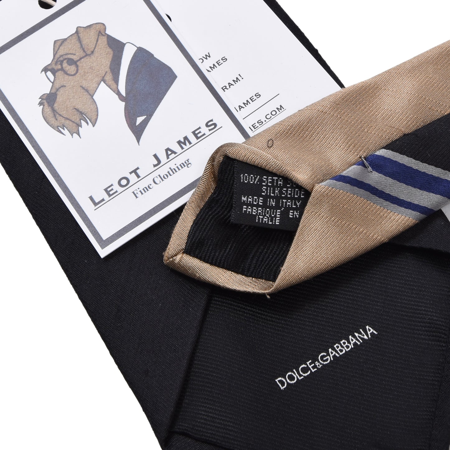 Dolce & Gabbana Seidenkrawatte, ca. 143,5 cm/10 cm – Schwarz/Champagner