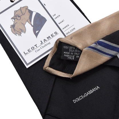 Dolce & Gabbana Seidenkrawatte, ca. 143,5 cm/10 cm – Schwarz/Champagner