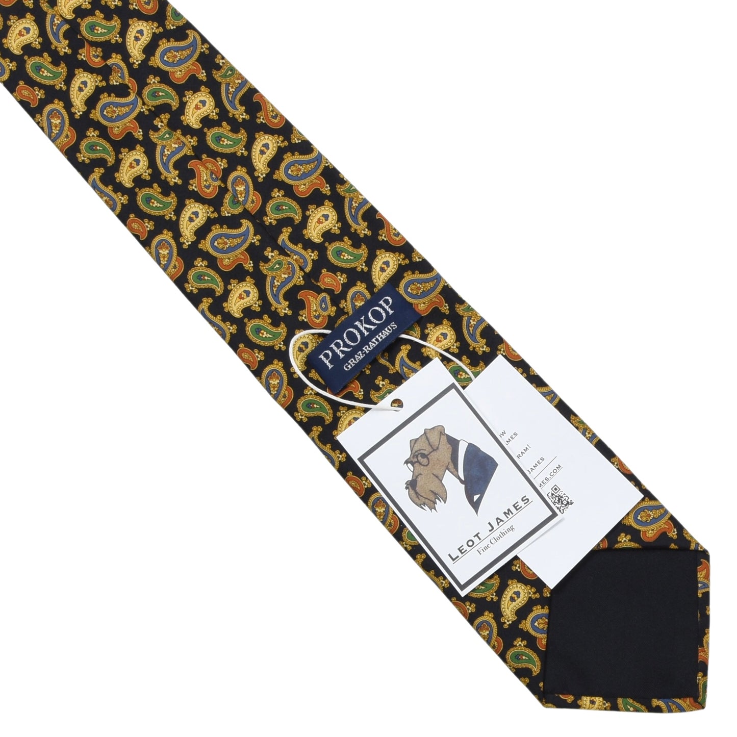 Prokop Seide ca. 145cm/9,5cm - Schwarzes Paisley