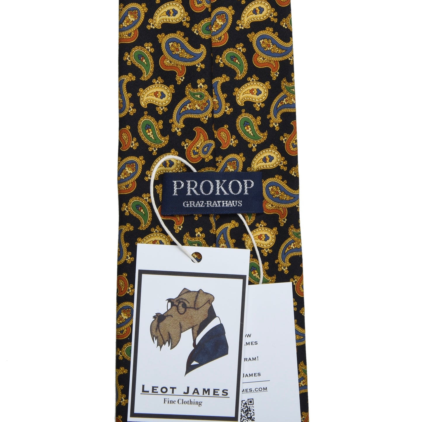 Prokop Seide ca. 145cm/9,5cm - Schwarzes Paisley