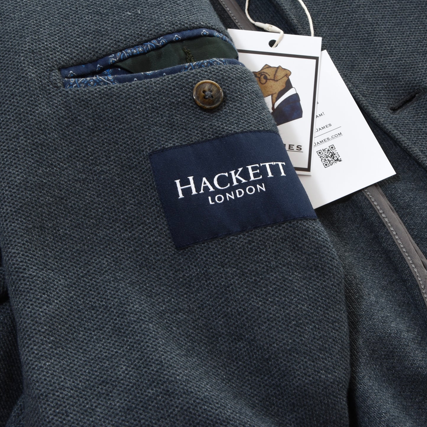 Hackett London Knit Cotton Jacket Size 52/42R ca. 54cm - Grey