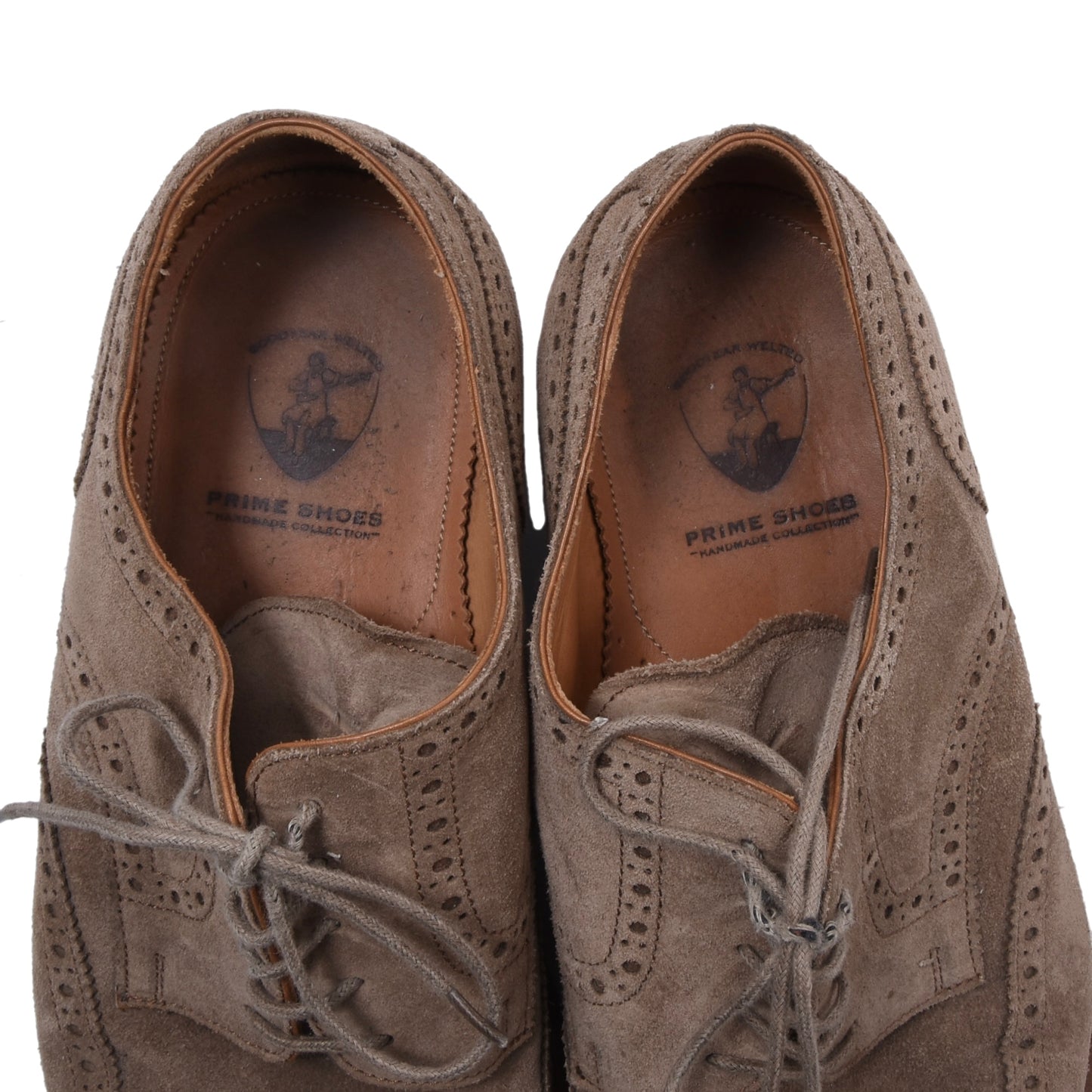 Prime Shoes Handmade Collection (Ferrara) Suede Shoes Size 8 1/2 - Beige/Tan