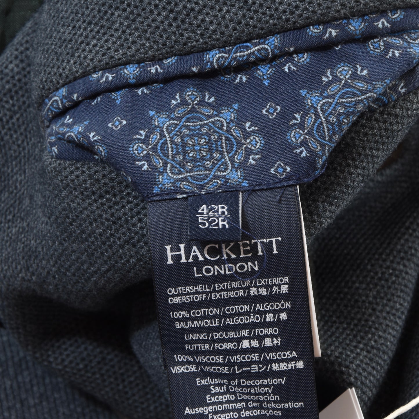 Hackett London Knit Cotton Jacket Size 52/42R ca. 54cm - Grey