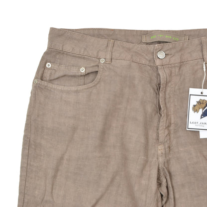 Etro Milano 100% Linen 5 Pocket Pants Size 38 - Taupe