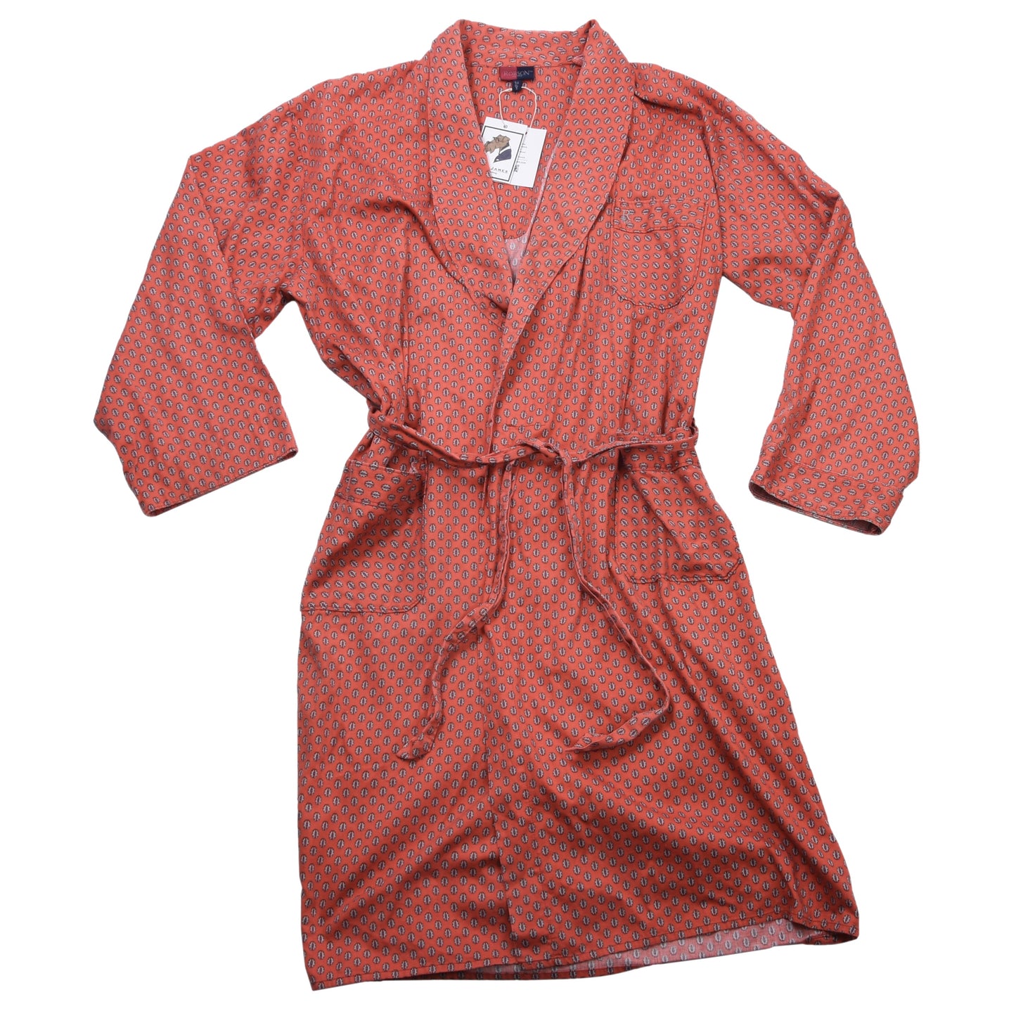 Vintage Robson Morgenmantel aus 100 % Baumwolle, Größe 54/XL