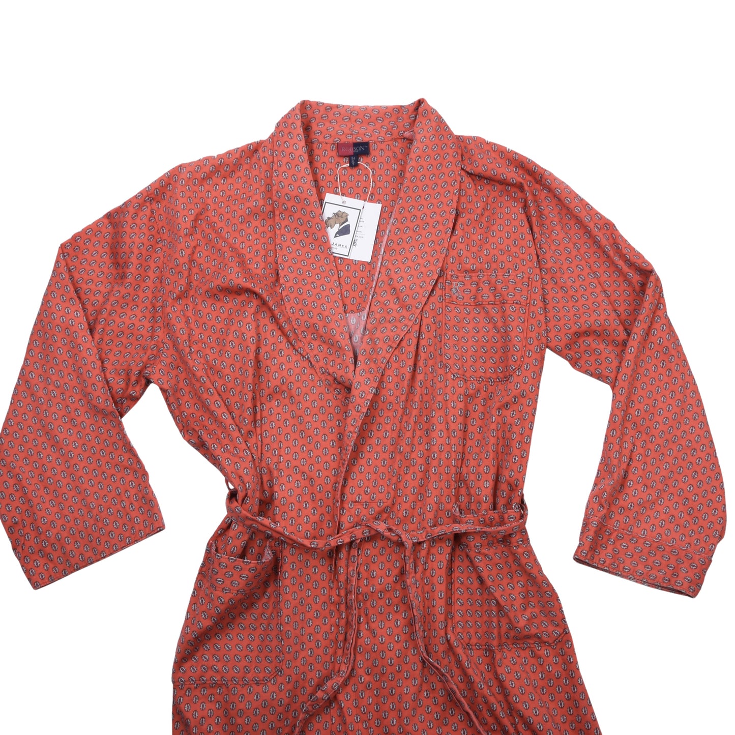 Vintage Robson Morgenmantel aus 100 % Baumwolle, Größe 54/XL