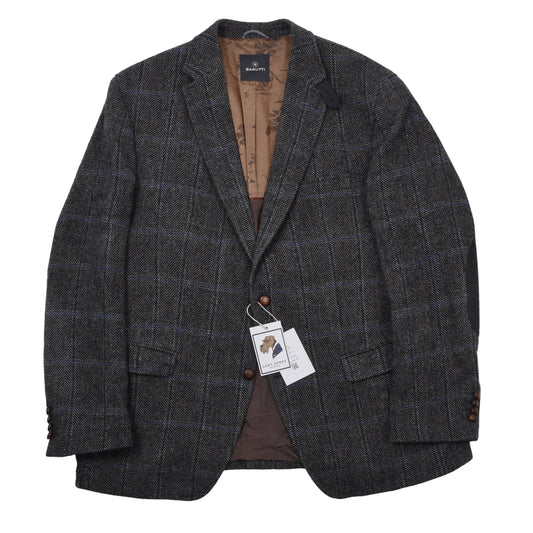 Barutti Harris Tweed Jacke, Größe 29/S48, ca. 62 cm - Blau kariert