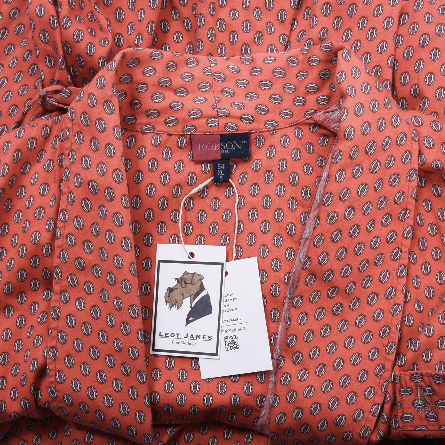 Vintage Robson Morgenmantel aus 100 % Baumwolle, Größe 54/XL