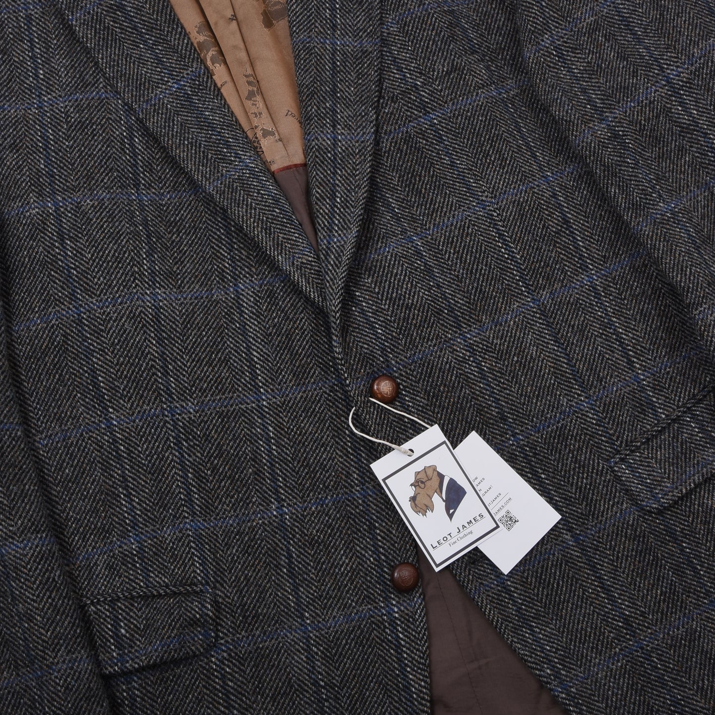 Barutti Harris Tweed Jacke, Größe 29/S48, ca. 62 cm - Blau kariert