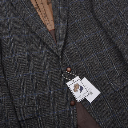 Barutti Harris Tweed Jacke, Größe 29/S48, ca. 62 cm - Blau kariert
