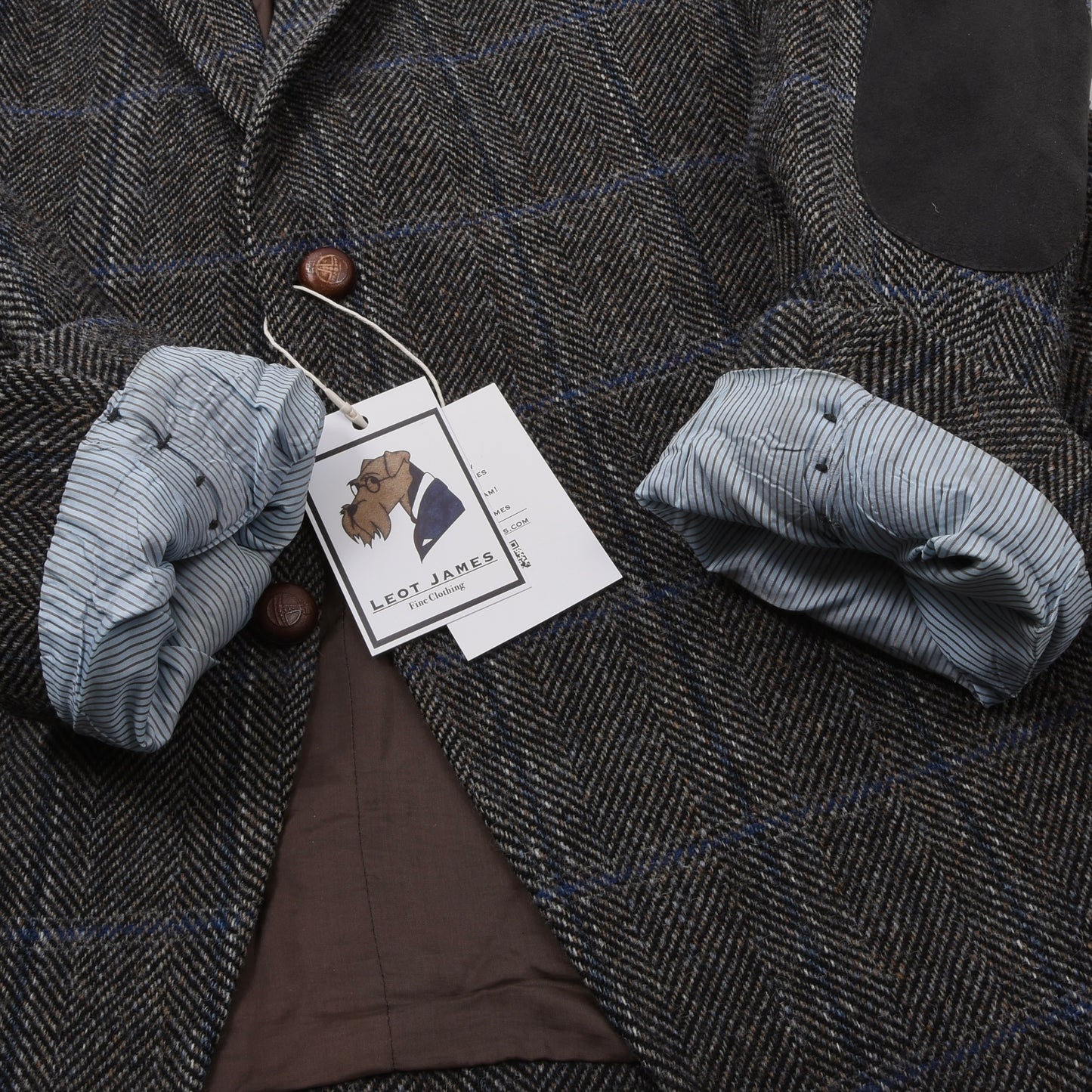 Barutti Harris Tweed Jacke, Größe 29/S48, ca. 62 cm - Blau kariert