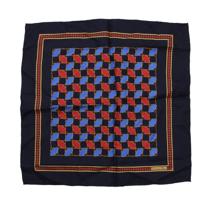 Christian Dior handgerolltes Seidentaschentuch, ca. 45 cm – Blau & Rot