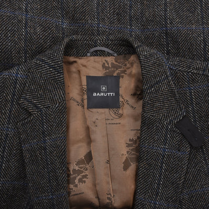 Barutti Harris Tweed Jacke, Größe 29/S48, ca. 62 cm - Blau kariert