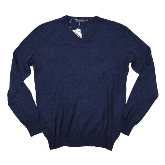 Royal Class Seide-Kaschmir V-Ausschnitt Pullover Größe M 48/50 ca. 54cm - Blau