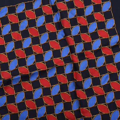 Christian Dior handgerolltes Seidentaschentuch, ca. 45 cm – Blau & Rot