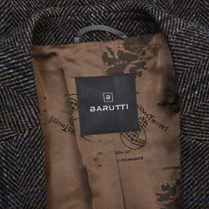 Barutti Harris Tweed Jacke, Größe 29/S48, ca. 62 cm - Blau kariert
