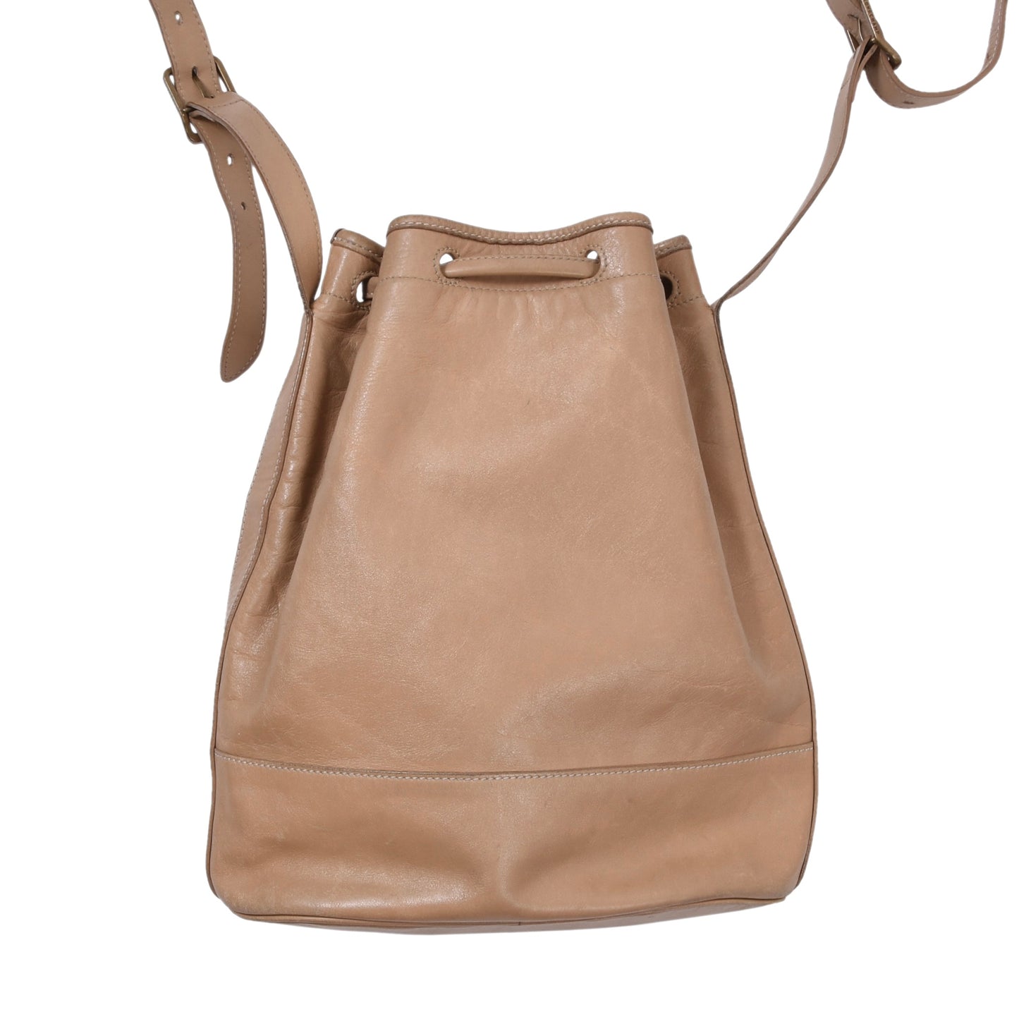 Vintage Longchamp Paris Leather Bucket Bag - Tan/Beige