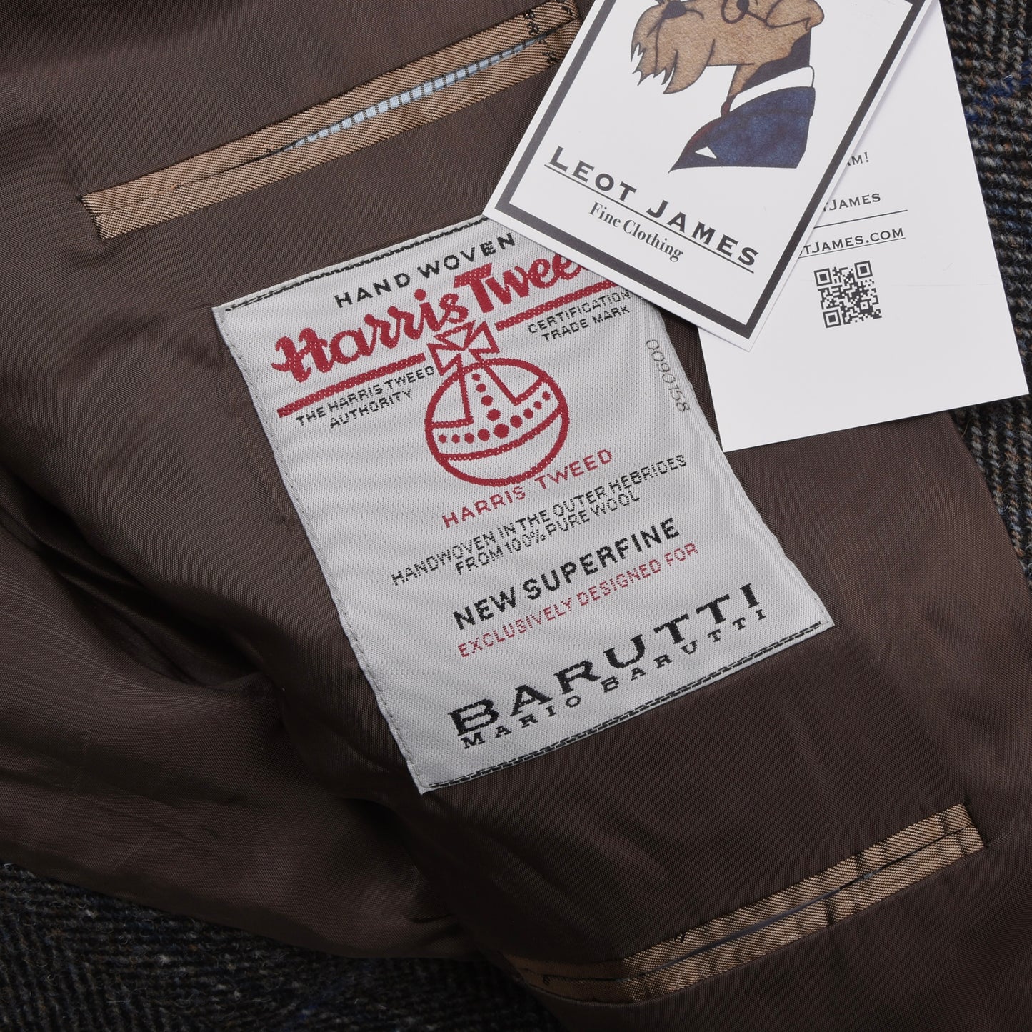 Barutti Harris Tweed Jacke, Größe 29/S48, ca. 62 cm - Blau kariert