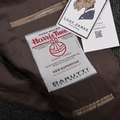 Barutti Harris Tweed Jacke, Größe 29/S48, ca. 62 cm - Blau kariert