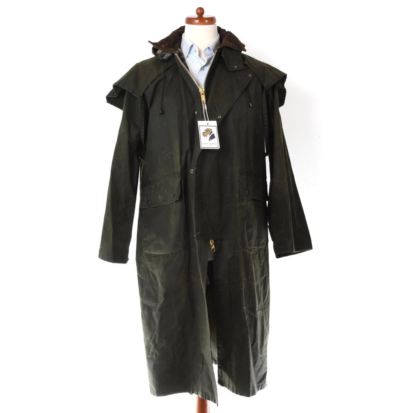 Country Heritage Waxed Duster Coat Size M - Green