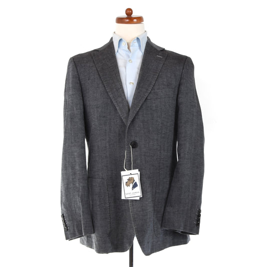 Hugo Boss 100% Linen Jacket Size 48 - Grey Herringbone