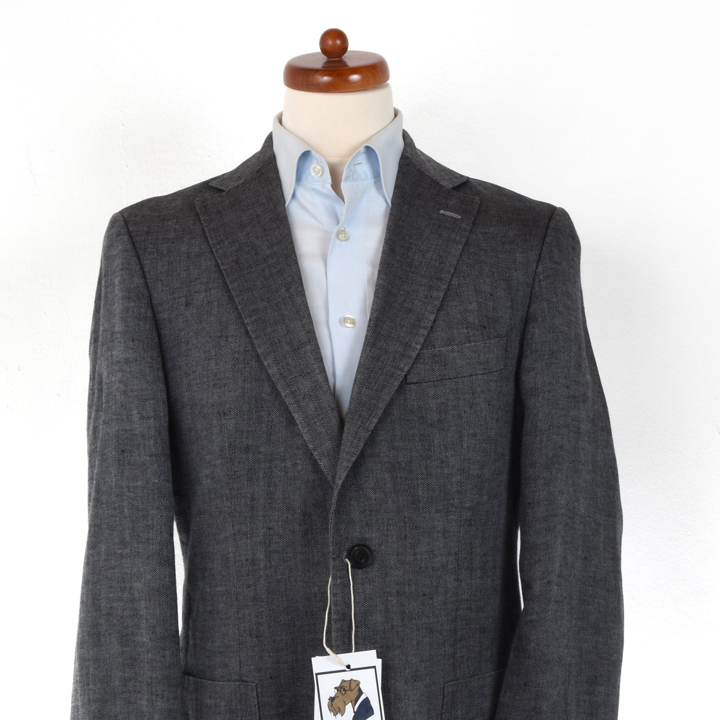 Hugo Boss 100% Linen Jacket Size 48 - Grey Herringbone